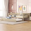 Bellemave Twin Trundle beds for Kids, Daybed with Trundle, Wood Twin Bed for Teens, Adults, No Box Spring Needed,Natural - 3 of 4
