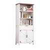 6-Tier Bookshelf with Doors and Drawer, 72" Tall Farmhouse Bookcase with Adjustable Shelves and Barn Door, Storage Cabinet Living Room - 3 of 4