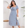 Womens Plus Size Square Neck Wrap Maxi Dress High Waist Ruffle Summer Casual Dress - 4 of 4