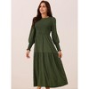 Seta T Women's Casual Long Sleeve Crewneck Relaxed Fit Smocked Dress - image 2 of 4