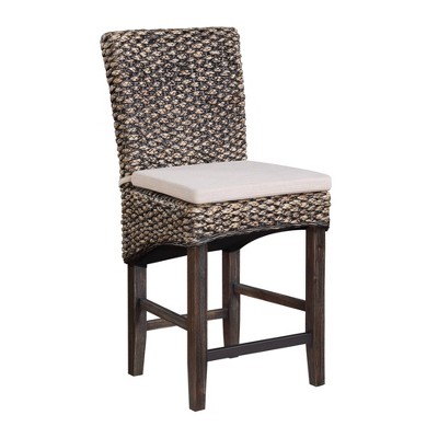 Set of 2 Melvin Coastal Seagrass Dining Counter Height Barstools with Cushion - Treasure Trove Accents: No Assembly, Acacia Legs