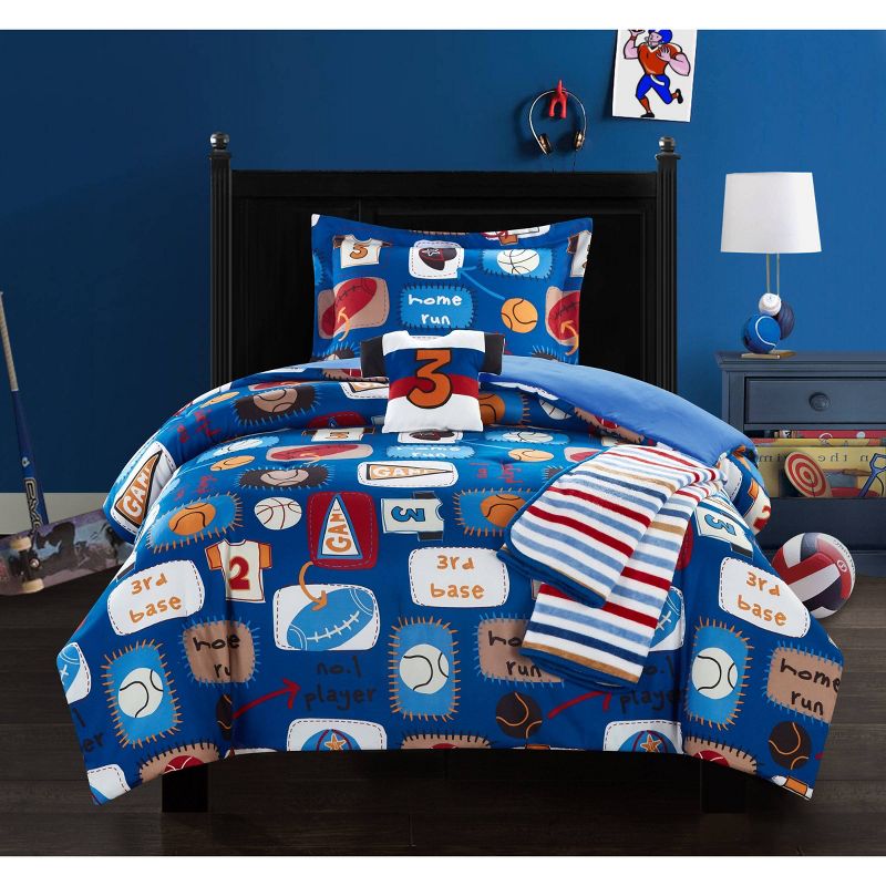 5pc Full Fun Camp Kids&#39; Comforter Set Blue - Chic Home Design, 1 of 9