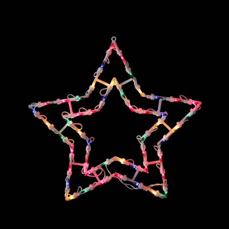 Northlight 16" Multi-Color Lighted Star Christmas Window Silhouette Decoration, 1 of 5