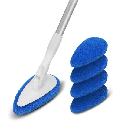 Attop Shower Bathtub Tub Tile Scrubber Cleaning Brush with 51'' Handle, 5 Non-Scratch Scouring Pads, Adjustable Long Handled Scrub Brush
