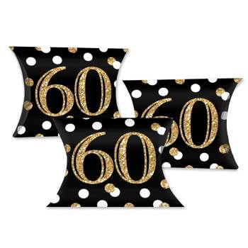Big Dot of Happiness Adult 60th Birthday - Gold - Favor Gift Boxes - Birthday Party Petite Pillow Boxes - Set of 20