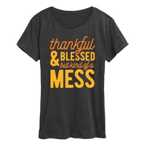 Women's - Instant Message - Thankful And Blessed Short Sleeve Graphic T-Shirt - 1 of 4