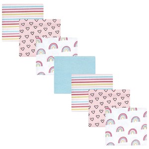 Hudson Baby Infant Girl Cotton Flannel Receiving Blankets Bundle, Modern Rainbow, One Size - 1 of 4