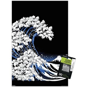 Trends International Tobe Fonseca - Kanagawa Cat Wave Unframed Wall Poster Prints - 1 of 4