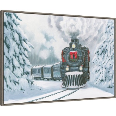 Christmas Train Snowy Landscape Canvas Wall Art Print