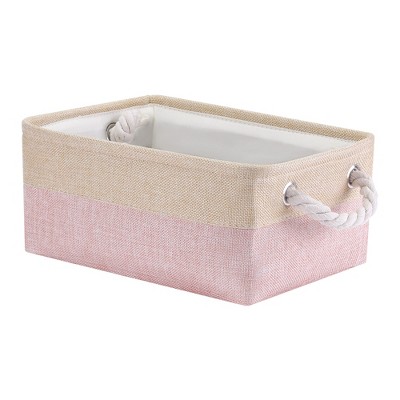Unique Bargains Fabric Collapsible Storage Organizer Basket with Handles