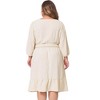 Agnes Orinda Women's Plus Size Square Neck Swiss Dots Wedding Empire Waist Ruffle Hem Chiffon Midi Dresses - 4 of 4