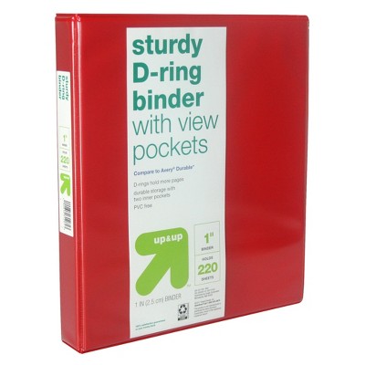 1" 3 Ring Binder Clear View Red - Up & Up™ : Target