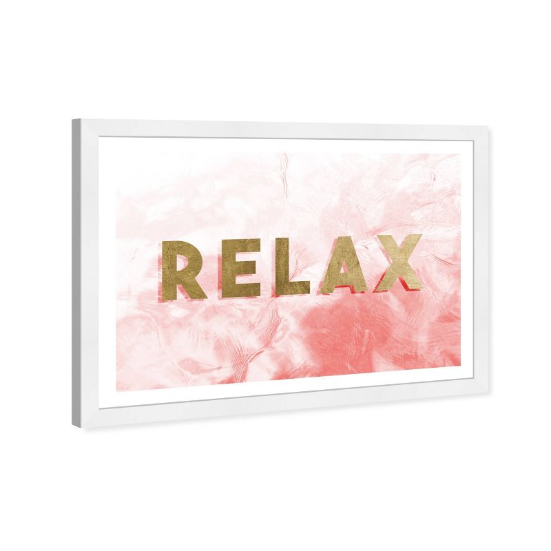19&#34; x 13&#34; Relax Pink Motivational Quotes Framed Wall Art Gold - Wynwood Studio, 3 of 6