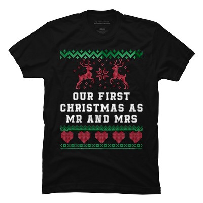Men's Design By Humans Our First Christmas As Mr & Mrs T-Shirt By UnlockedHTK T-Shirt