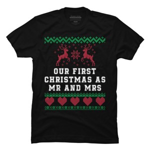 Men's Design By Humans Our First Christmas As Mr & Mrs T-Shirt By UnlockedHTK T-Shirt - 1 of 4