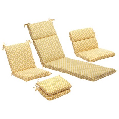 Outdoor Patio Cushion Collection - Yellow/White Geometric