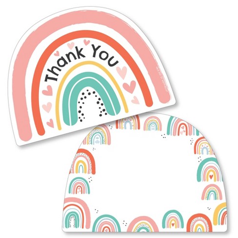 Big Dot of Happiness Hello Rainbow - Shaped Thank You Cards - Boho Baby Shower and Birthday Party Thank You Note Cards with Envelopes - Set of 12 - image 1 of 4