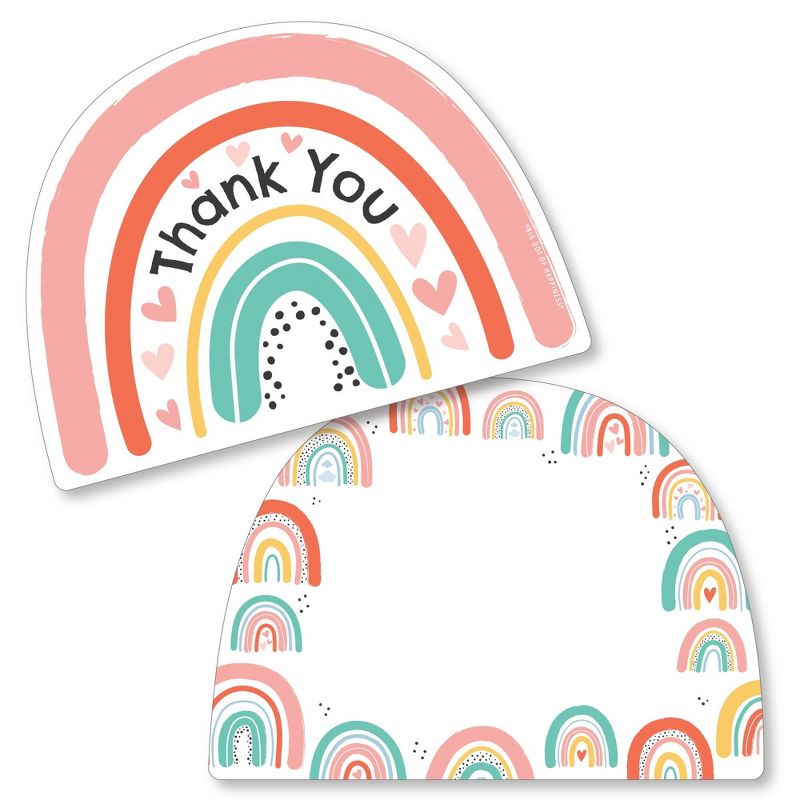 Big Dot of Happiness Hello Rainbow - Shaped Thank You Cards - Boho Baby Shower and Birthday Party Thank You Note Cards with Envelopes - Set of 12, 1 of 8