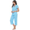 Casual Nights Women's Rayon Printed Short Sleeve Capri Pajama Set - 2 of 4