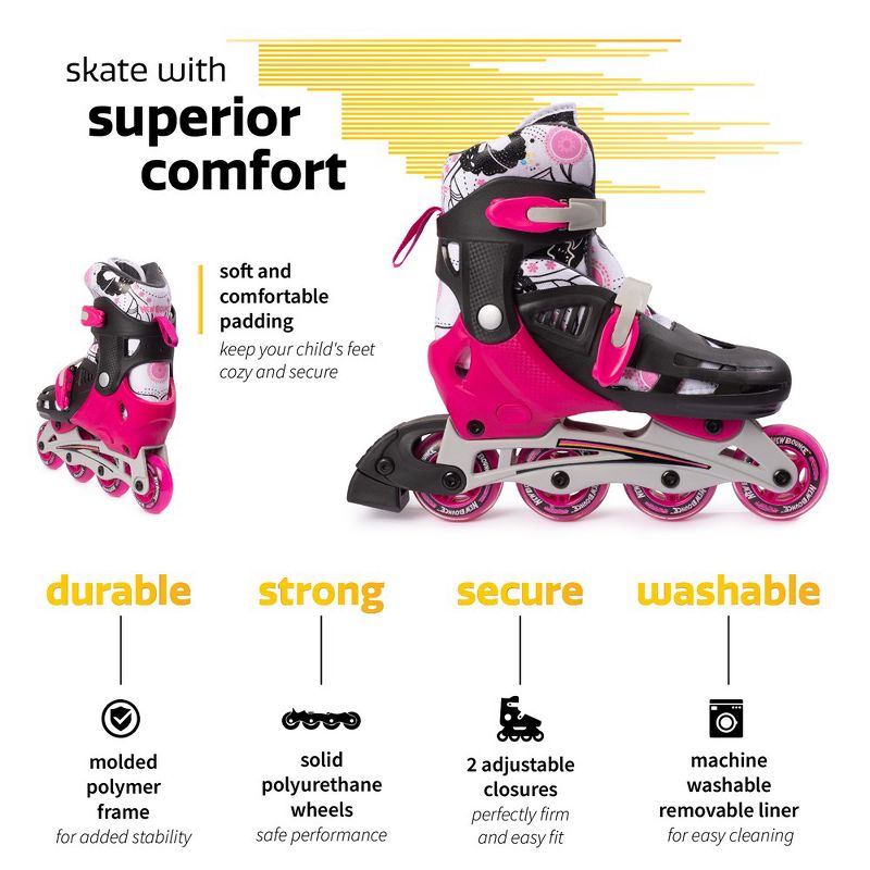 New Bounce Roller Skates for Kids, 4 Wheel Inline Roller blades, Adjustable, 3 of 7
