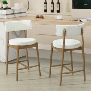 TOAOTBNBOB Mid Century Bar Stools with L-shaped Footrest, Wood Bar Chair with Round Cushion, Counter Height Barstools for Kitchen Island - 1 of 4