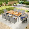 Tangkula 9 Pieces Patio PE Wicker Dining Set Outdoor Acacia Wood Table & Chairs - 2 of 4