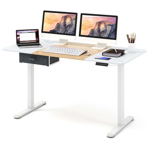 Costway 48'' Electric Sit to Stand Desk Adjustable Workstation w/ Keyboard Tray Brown