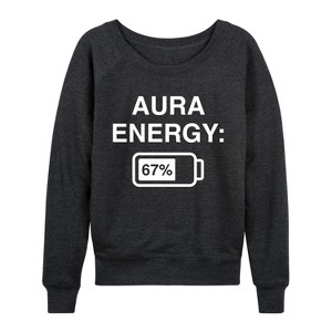Women's - Instant Message - Aura Energy 67 Lightweight French Terry Wide Neck Long Sleeve Graphic Shirt - 1 of 4