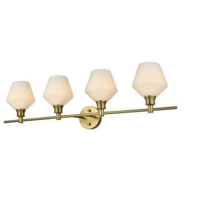 Elegant Lighting Gene 4 Light Satin Gold and Frosted White Glass Wall Sconce