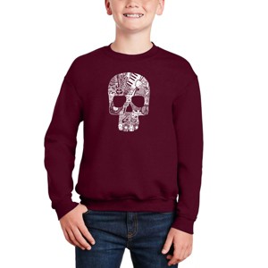 LA Pop Art Rock n Roll Skull - Boy's Word Art Crewneck Sweatshirt - 1 of 3