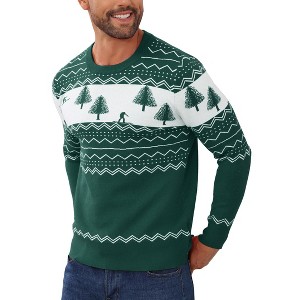 Coolmee Mens Ugly Christmas Sweater Pullover Long Sleeve Crew Neck Tree Print Soft Knitted Sweaters - 1 of 4