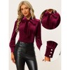 INSPIRE CHIC Women's Vintage Solid Gothic Velvet Dressy Bow Tie Neck Business Shirt - 2 of 4