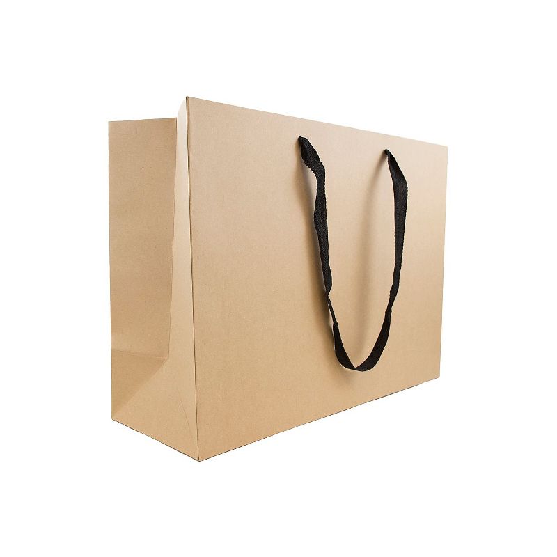 JAM Paper Heavy Duty Matte Horizontal Gift Bags XL 17 x 13 x 6 Brown Kraft Recycled 3 Bags/Pack, 2 of 5