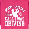 Men's - Instant Message - Sorry Missed Call Driving Golf Graphic Fleece Sweatshirt - 2 of 4
