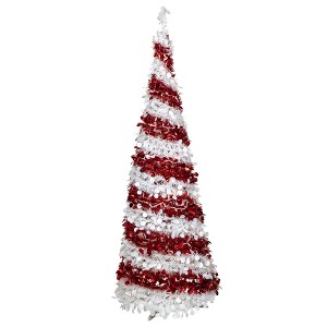 Northlight 6' Pre-Lit Candy Cane Pop-Up Artificial Christmas Tree, Clear Lights - 1 of 4