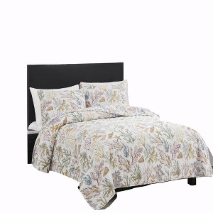 RT Designers Collection Melrose Mystic 3-Pieces Elegant Stitched Quilt Set OB Multicolor - 1 of 4