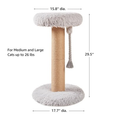unipaws Wood Cat Tree – Partial / Full Sisal Scratching Post & Plush Perch