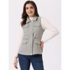 Allegra K Women's Zip-Up Sleeveless Turn Down Collar Cargo Utility Vest with Pockets - 3 of 4