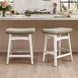 Captiva Designs 24 inch Height Bar Stool with Padded Seat & Solid Wood Frame & Footrest - 1 of 4