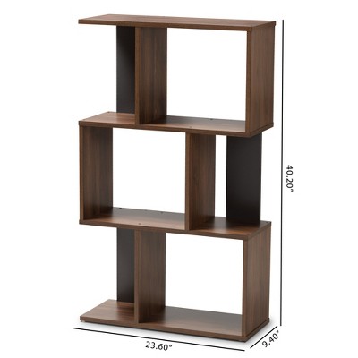 Contemporary Brown and Dark Grey Staggered Display Bookcase