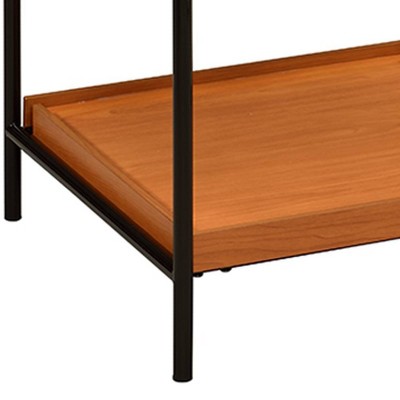 Oaken Square Honey Oak and Black End Table with Shelf