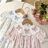 MyKids-Usa Summer Baby Kids Girls Short Sleeves Floral Teddy Print Embroidery Collar Princess Dress - 3 of 4