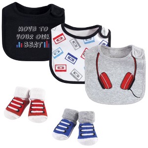 Little Treasure Baby Boy Cotton Bib and Sock Set 5pk, Headphones, One Size - 1 of 1