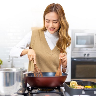 Deluxe 9-Piece Natural Wood Cooking Utensils Set with Holder