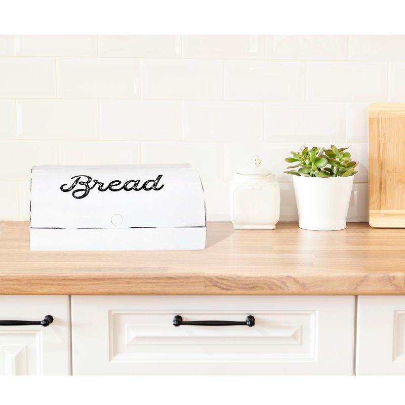 AuldHome Design Enamelware Bread Box; Modern Farmhouse Rustic Enamel Countertop Bread Bin, 5 of 9