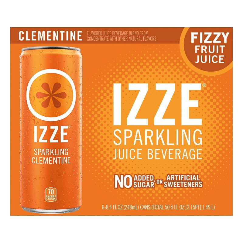 IZZE Clementine Sparkling Juice - 6pk/8.4 fl oz Cans, 1 of 5