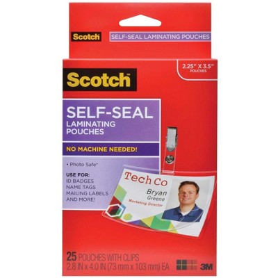 Scotch Self-sealing Laminating Pouch, 2-4 5 X 4 Inches, Clear, Pack Of 