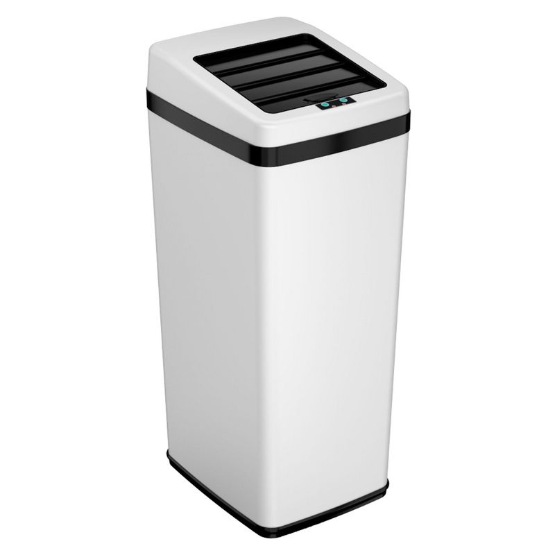 iTouchless Sliding Lid Sensor Kitchen Trash Can with AbsorbX Odor Filter 14 Gallon White Stainless Steel, 1 of 7