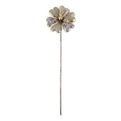 9.75" Metal Flower Garden Stake Silver  - Zingz & Thingz