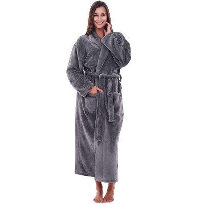 ADR Women's Plush Fleece Wrap Around Robe, Long Cozy Warm Lounge Bathrobe